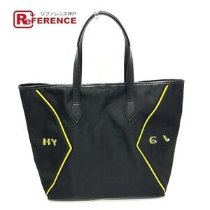 GIVENCHY logo shoulder bag tote leather nylon black